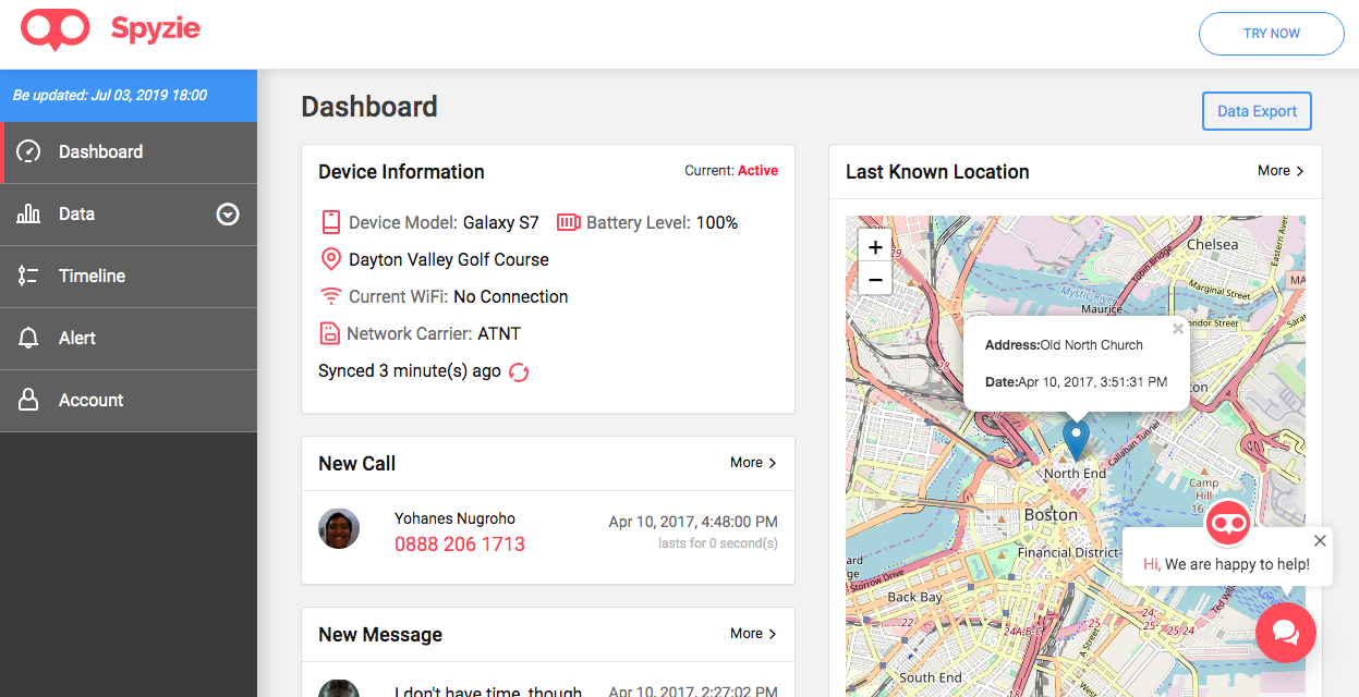 Android tracking dashboard
